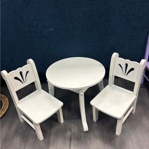 White Table and Chair Set for Dolls